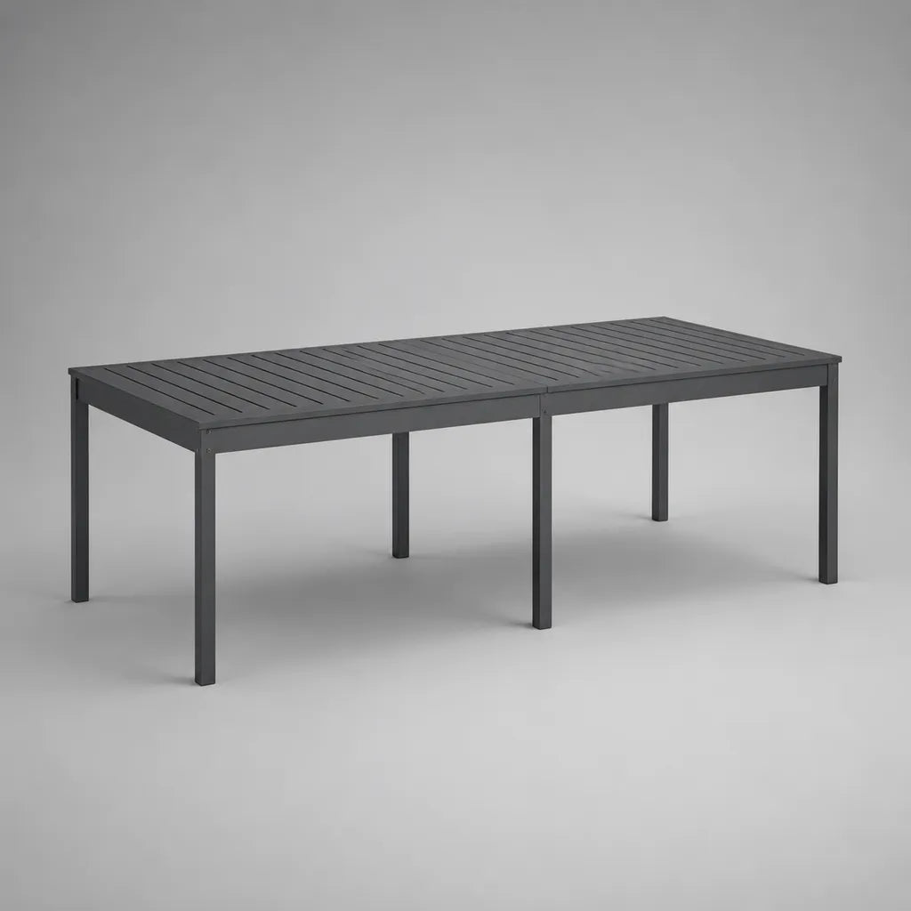 Tavolo da giardino rettangolare in alluminio grigio antracite 240 × 90 × 75 cm, 8 posti